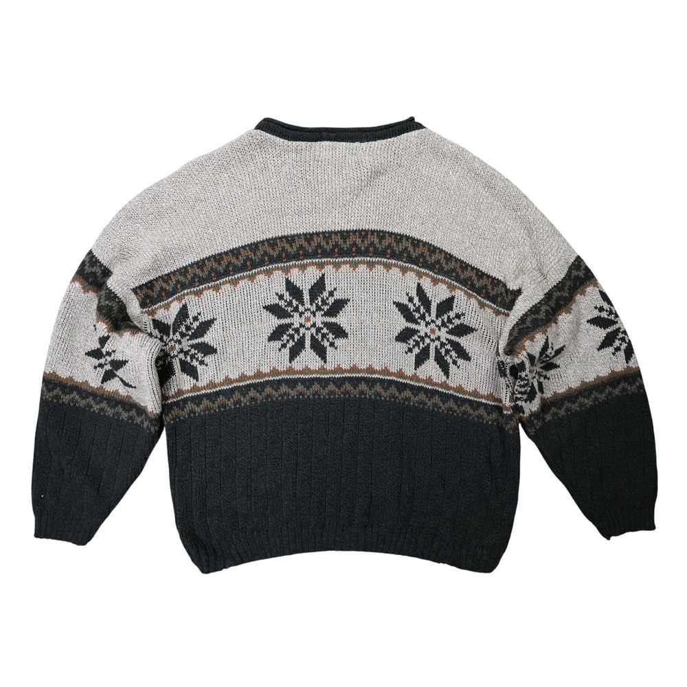 GreatLand Crewneck Sweater Mens 2XL Gray Excellent Vintage Snowflake Pattern - Picture 2 of 7